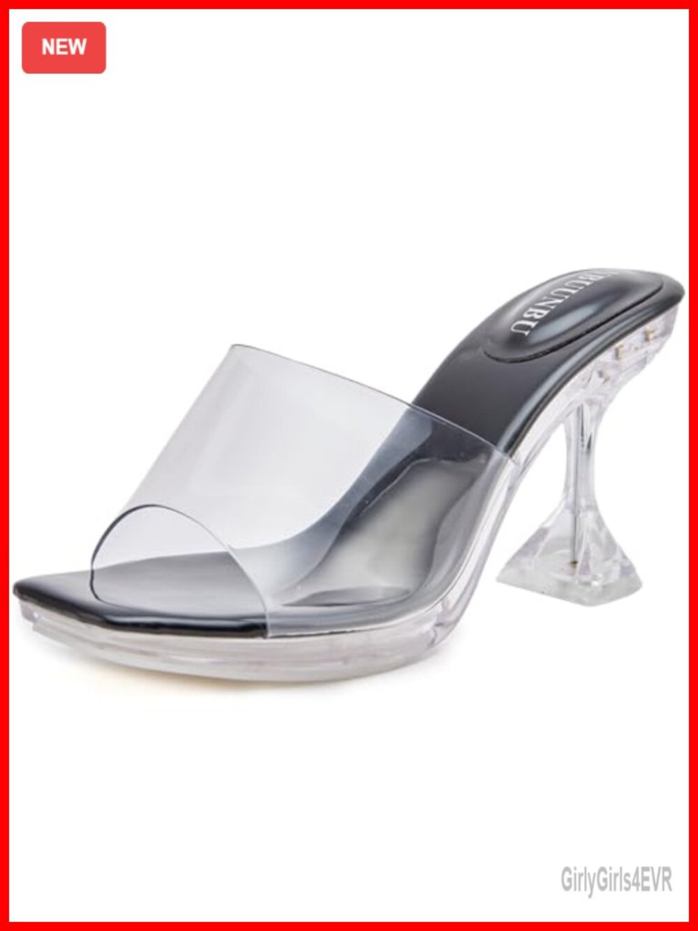 Clear Heeled Sandals Square Toe Slip On Party Dress Shoes